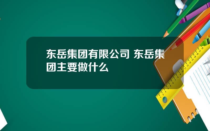 东岳集团有限公司 东岳集团主要做什么